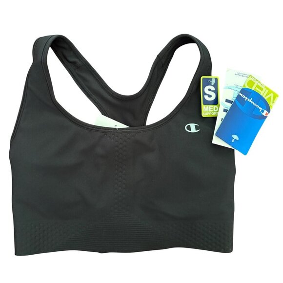 Champion NWT Jersey Stretch Racerback Sports Bra in Black Size Small - Picture 1 of 9